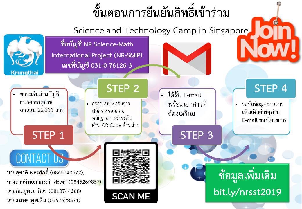 📣📣ขอเชิญชวนนักเรียนเข้าร่วมกิจกรรม Science and Technology Camp in Singapore 2019 ในช่วง🤩ปิดเทอม ระหว่างวันที่ 2 – 6 มีนาคม 2563