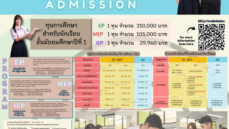 ปฏิทินรับนักเรียน ม.1 และ ม.4 ปีการศึกษา​ 2567