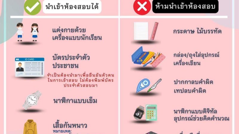 ตารางสอบเข้าห้องเรียนปกติ IEP ม.1 และ ม.4